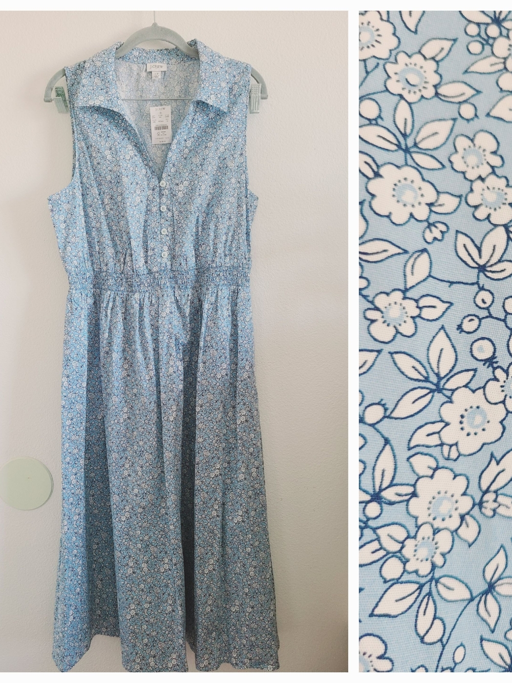 J. Crew Factory Light Blue Floral Midi Shirt Dress
